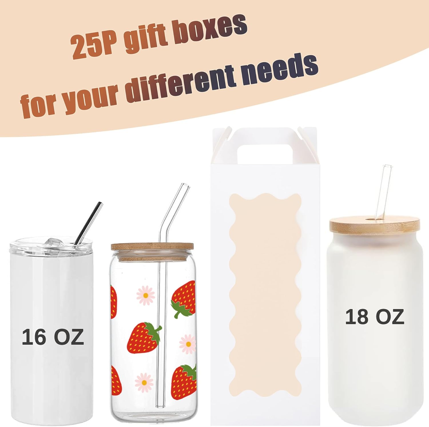 25 Pack Tumbler Gift Boxes wit - огляд і ціна Tumbler 20Oz White