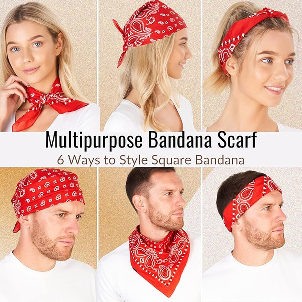 Hip Hop Cowboy Paisley Scarf L - огляд і ціна Bandana Blank White