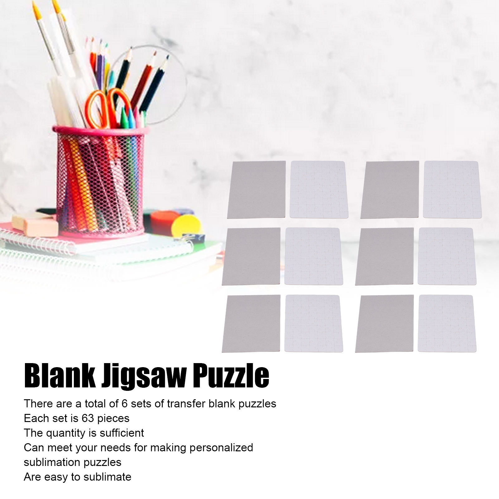 6 Set Blank Puzzles 13x18cm Wh - огляд і ціна Puzzle Blank White