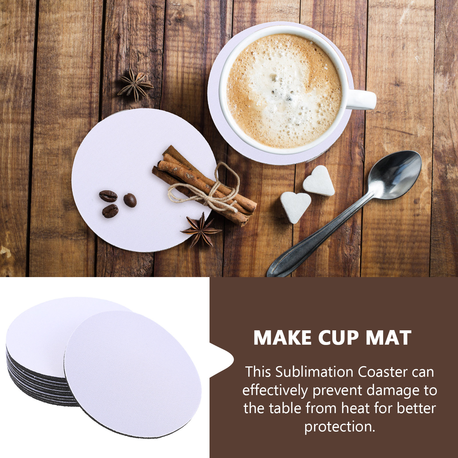 10Pcs Sublimation Cup Coasters - огляд і ціна Coaster Sublimation Blank