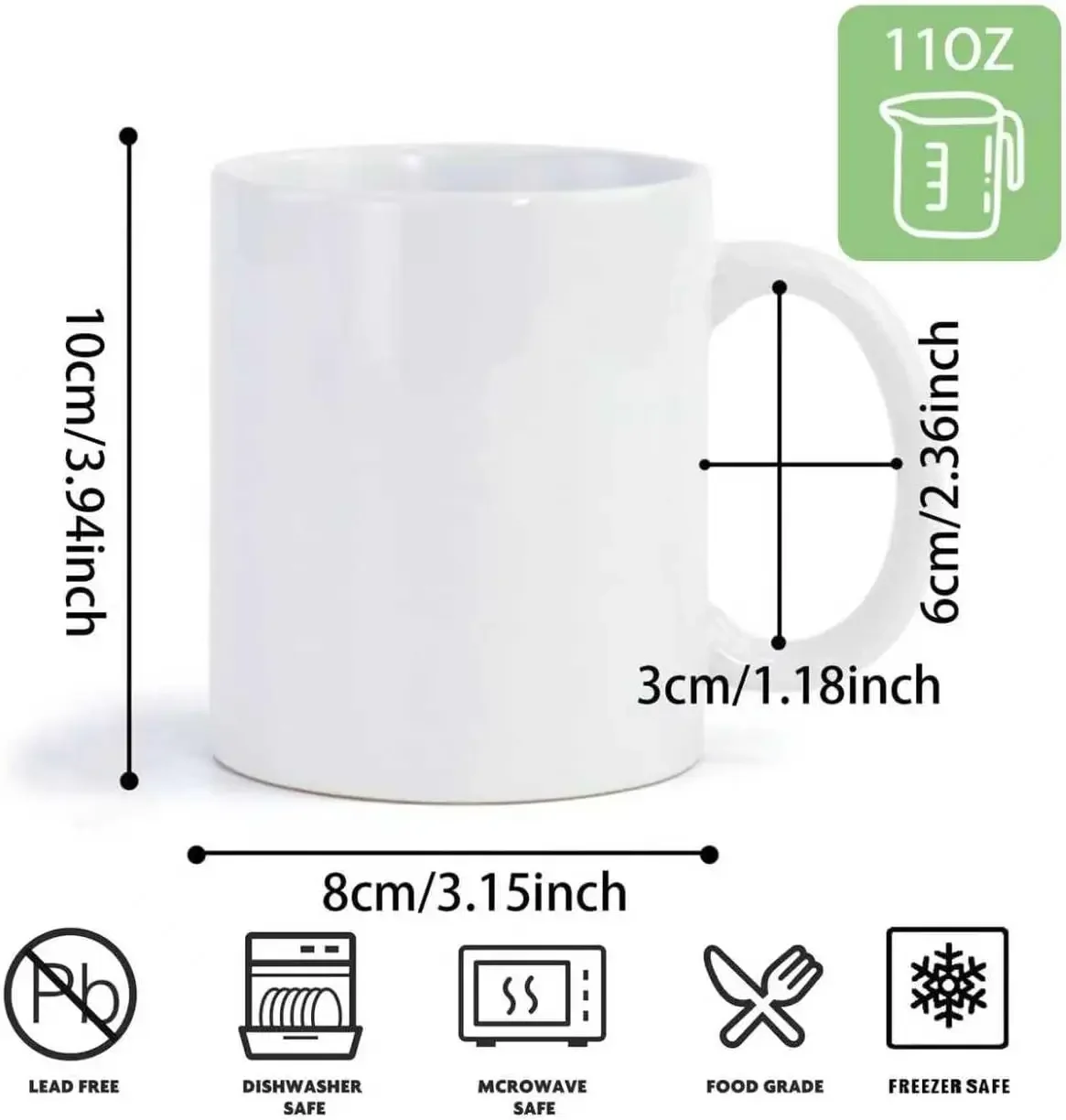 36pcs Sublimation Mugs, 11oz W - огляд і ціна Sublimation Mug White