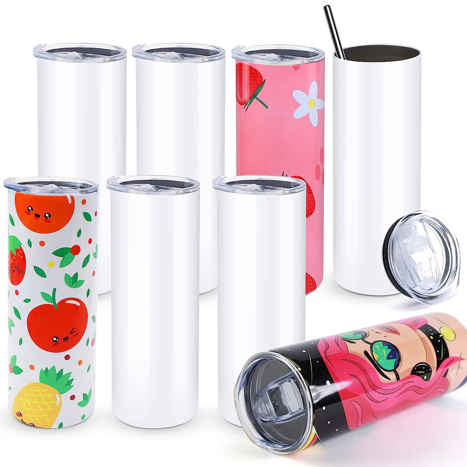 HTVRONT 8pcs Stainless 20 OZ S - огляд і ціна Sublimation Mug White