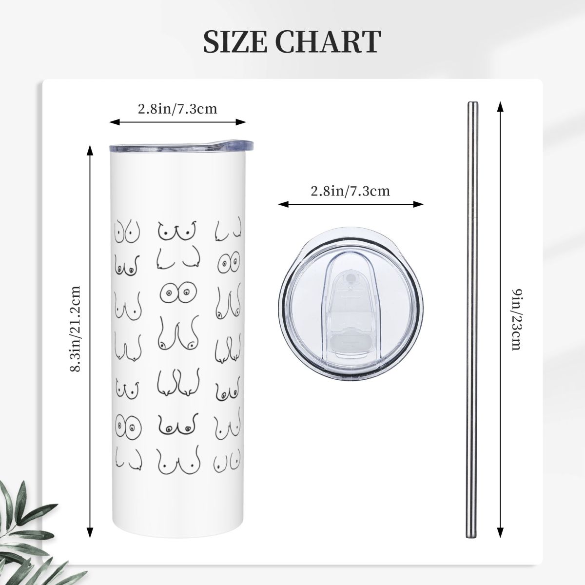 Black And White Tits Drawing S - огляд і ціна Tumbler 20Oz White