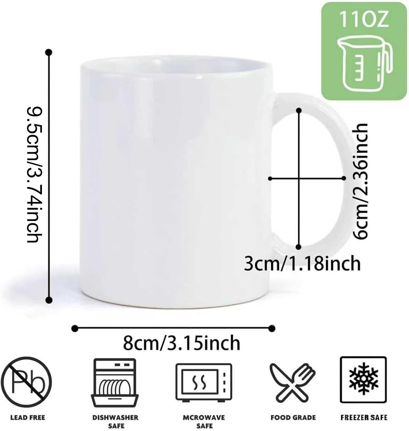 36pcs Sublimation Mugs 11oz Wh - огляд і ціна Sublimation Mug White