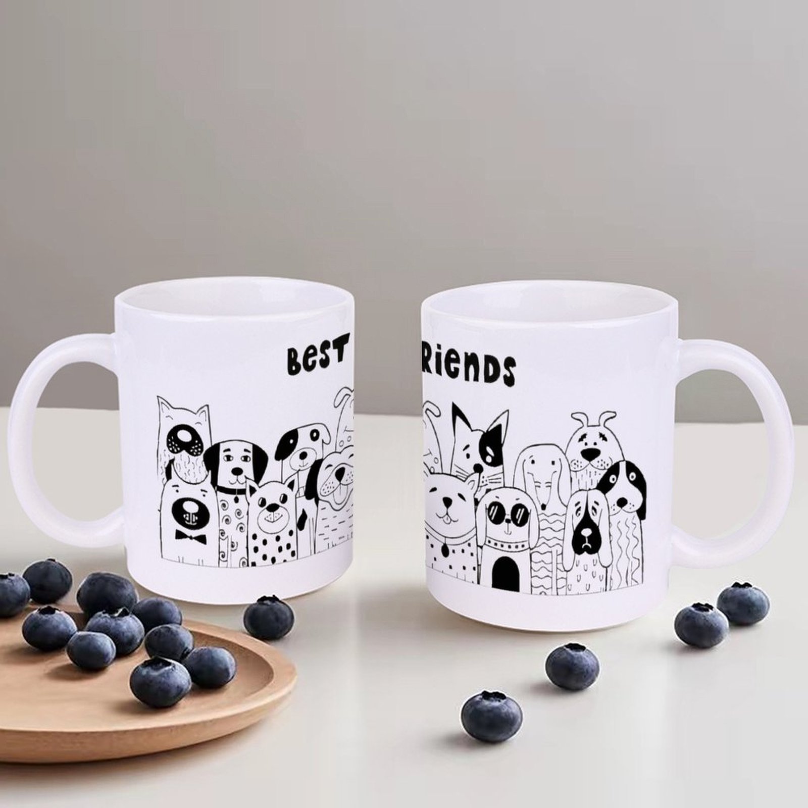 Illustration Of Dogs With The  - огляд і ціна Sublimation Mug White