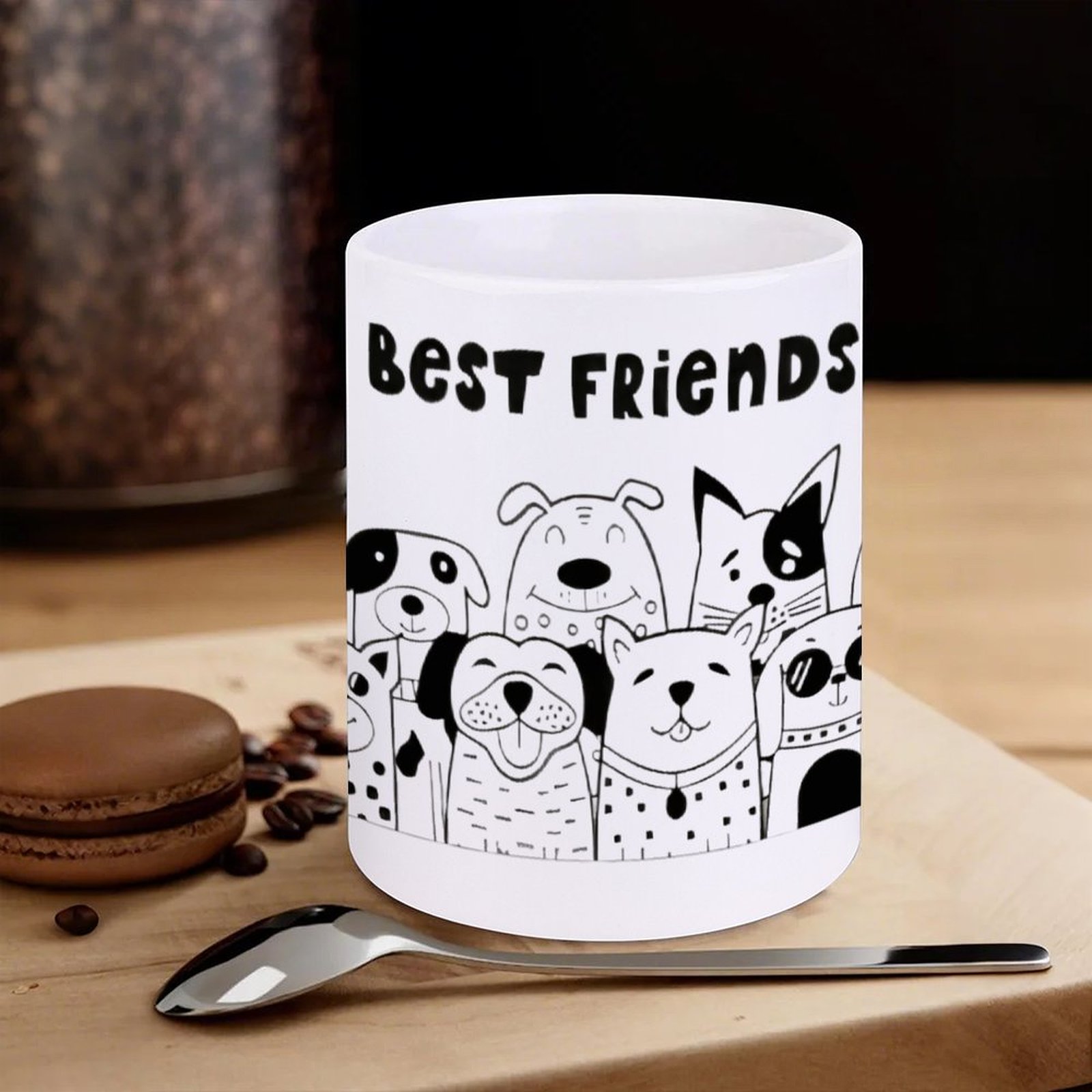 Illustration Of Dogs With The  - огляд і ціна Sublimation Mug White