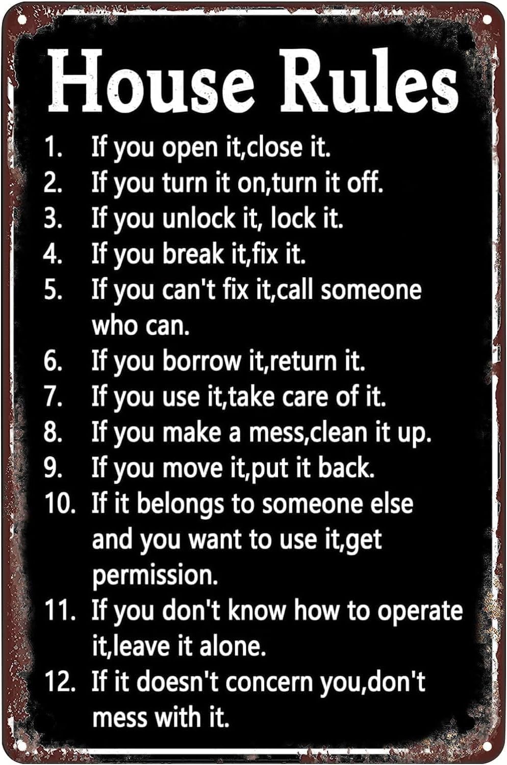 House Rules Vintage Metal Sign - огляд і ціна Yard Sign Blank